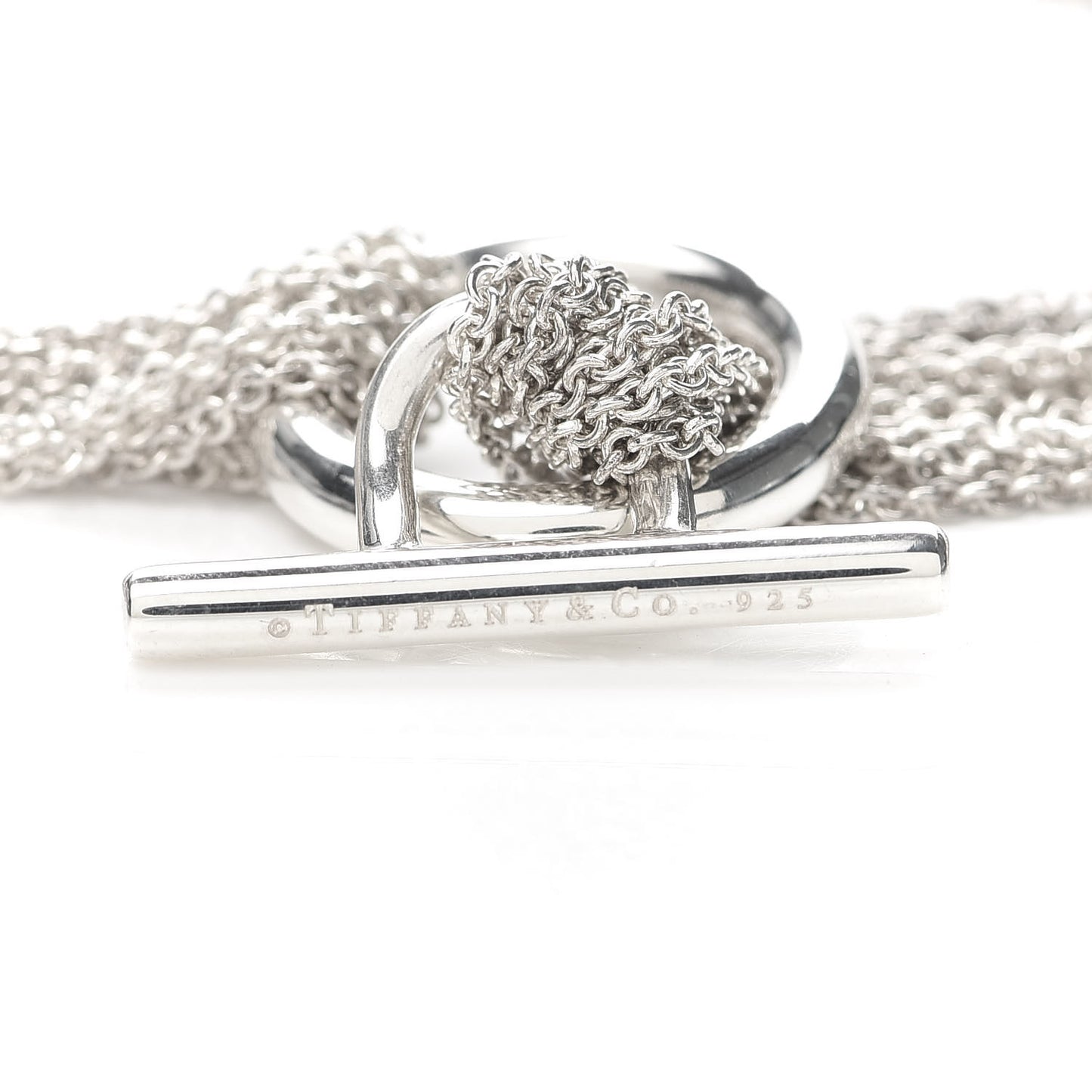 Sterling Silver Heart Multi Chain Toggle Necklace