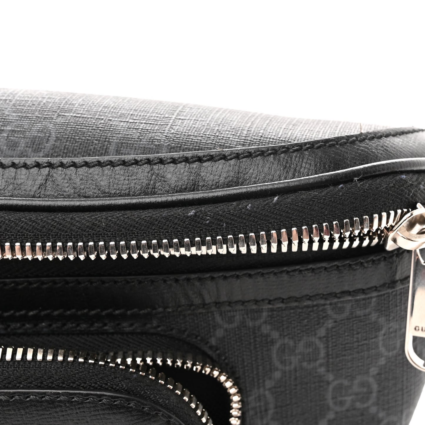 GG Supreme Monogram Textured Calfskin Retro Interlocking G Belt Bag Black
