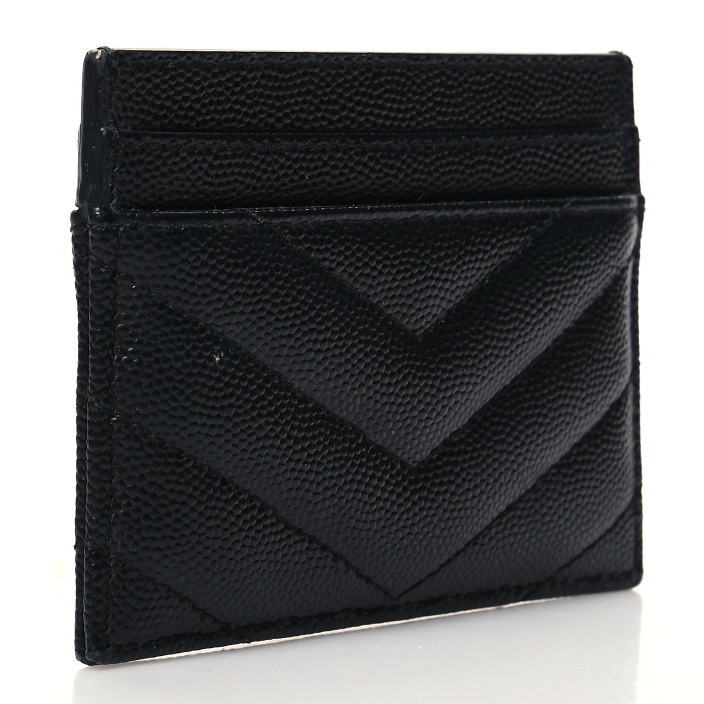 Grain De Poudre Matelasse Chevron Monogram Credit Card Case Black