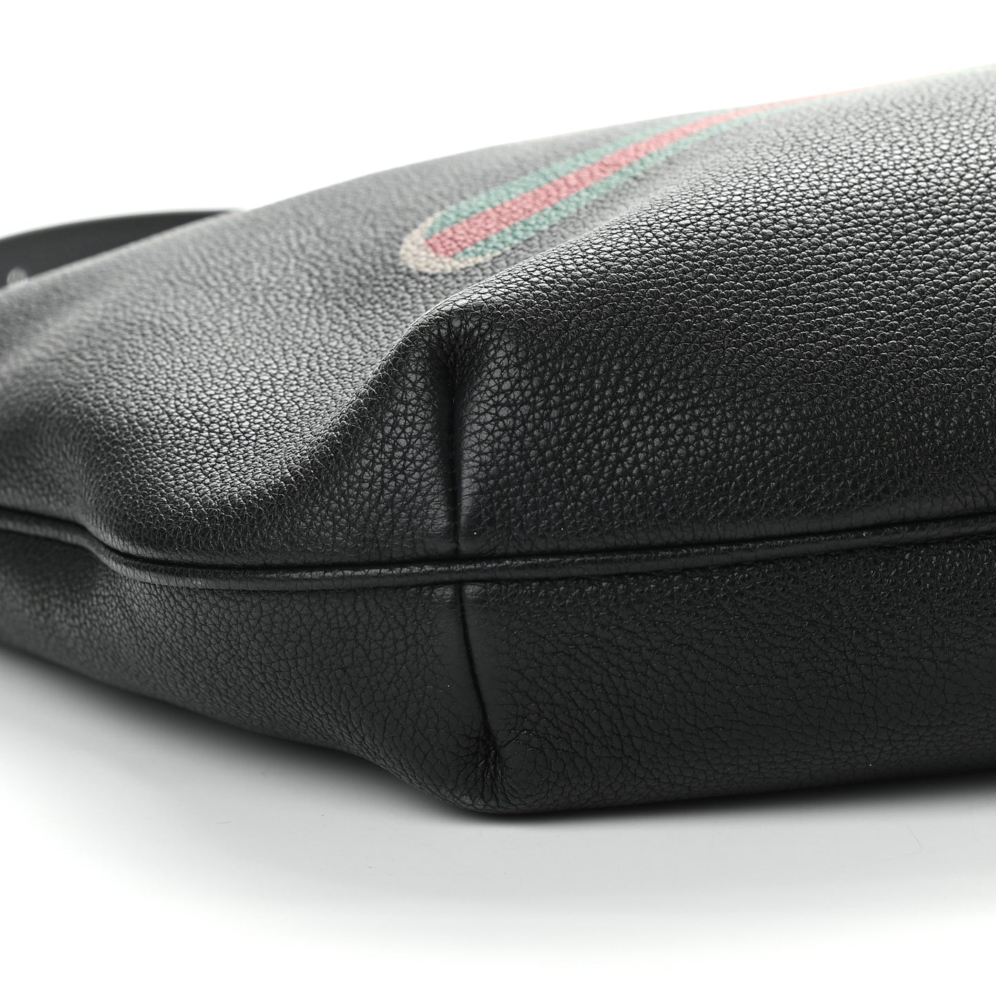 Grained Calfskin Logo Half Moon Hobo Black