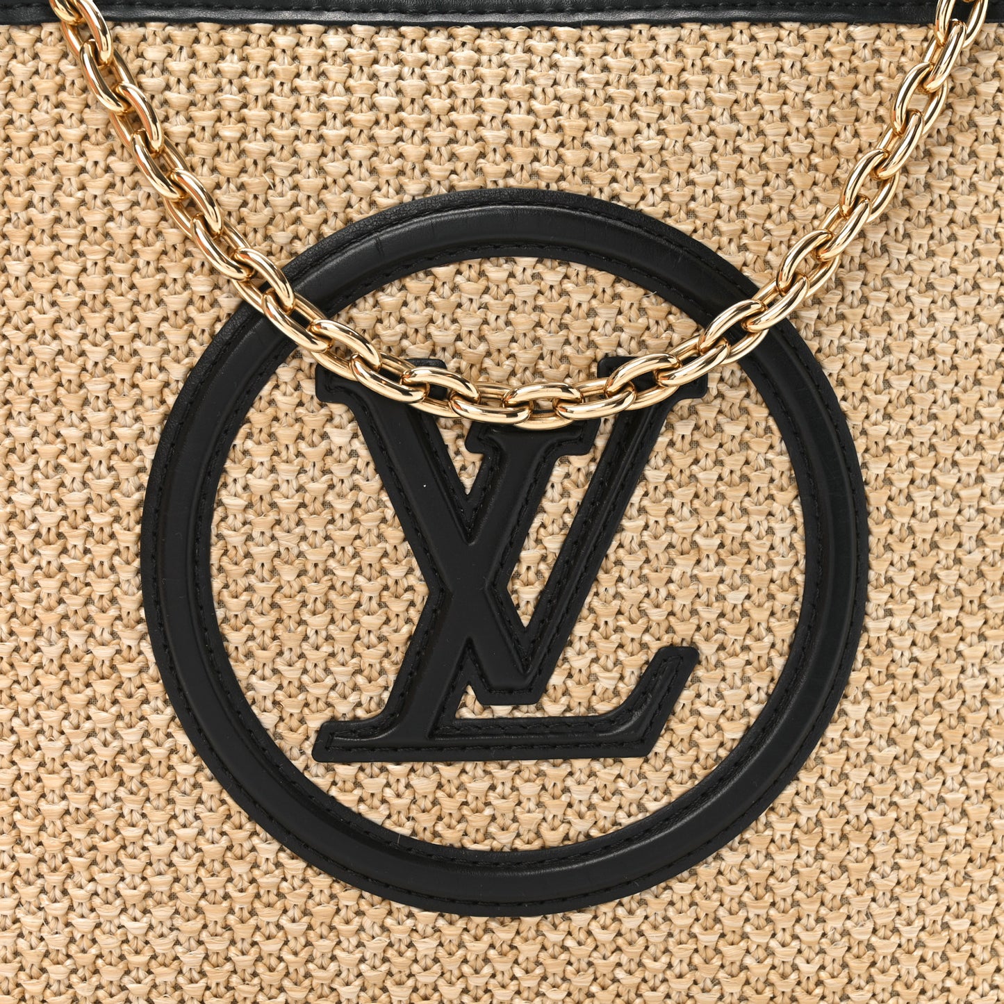 Raffia Calfskin Monogram Giant Pouch