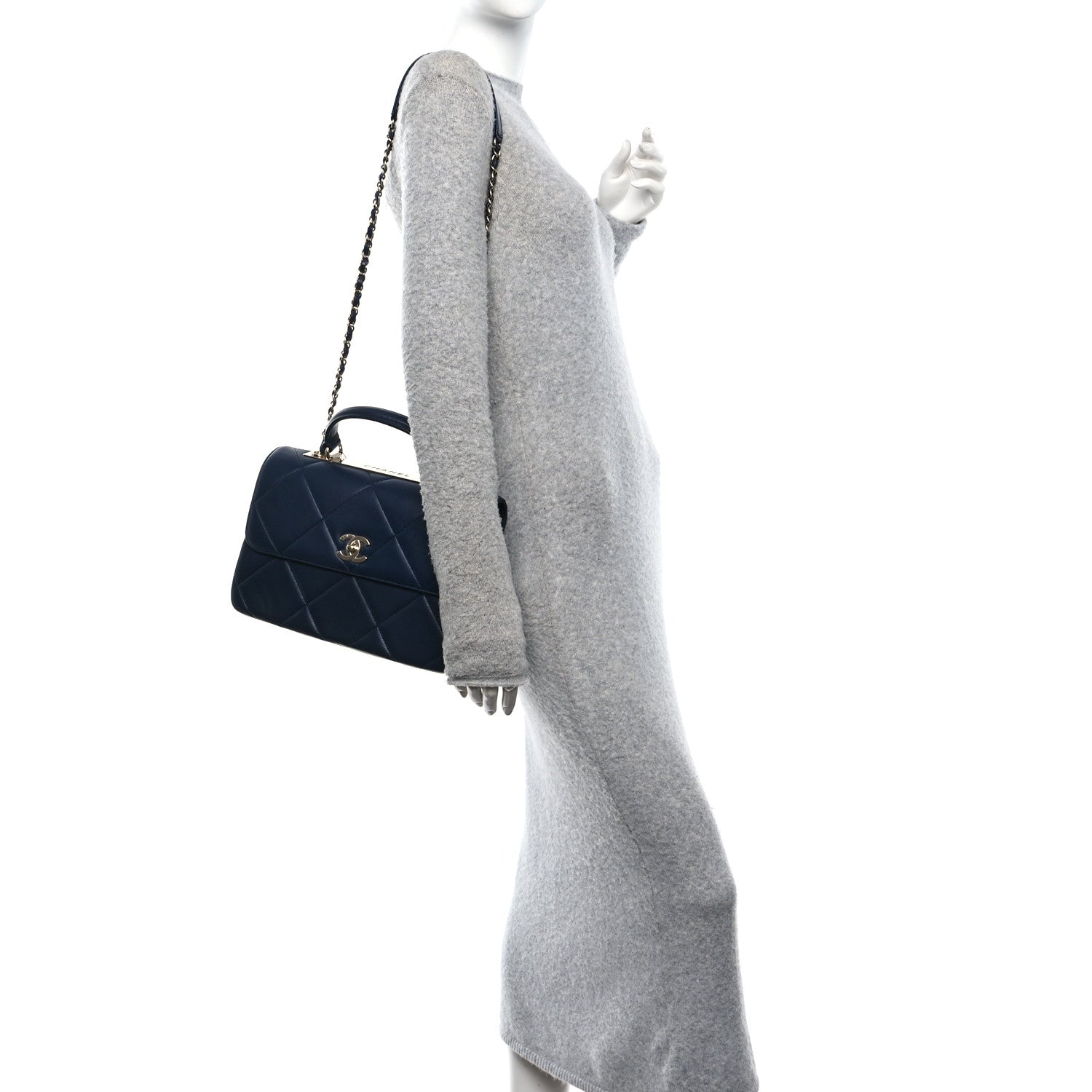 Chanel Lambskin Quilted Medium Trendy CC Flap Dual Handle Bag Blue 2 of 10