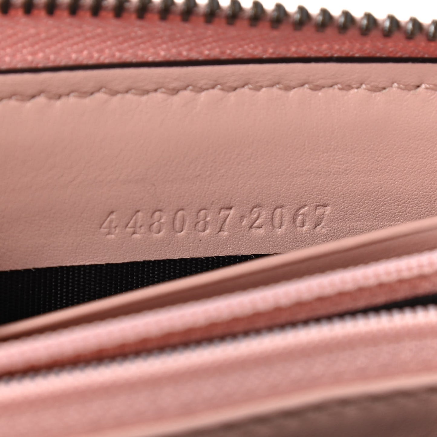 Calfskin Matelasse GucciGhost GG Marmont Zip Around Wallet Perfect Pink Rosa Ivory
