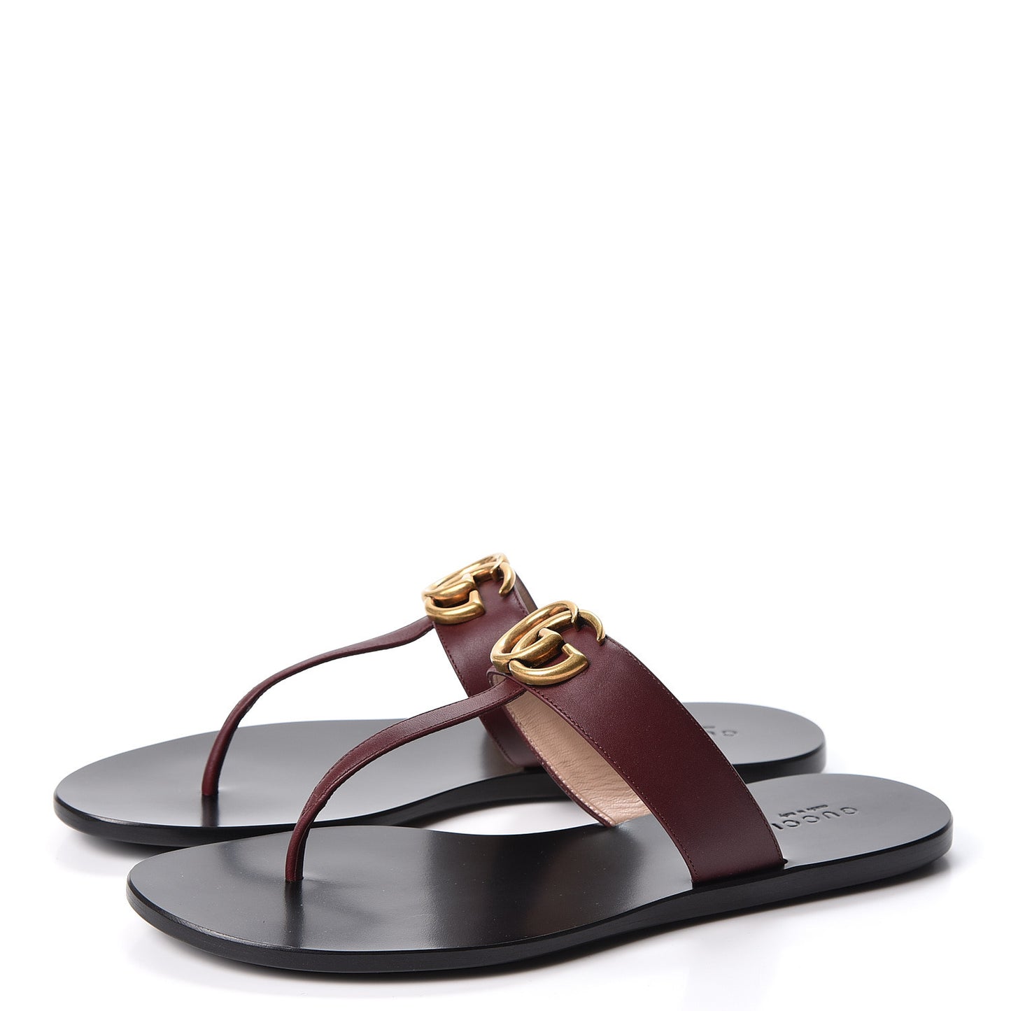 Calfskin GG Marmont Thong Sandals 38.5 Vintage Bordeaux
