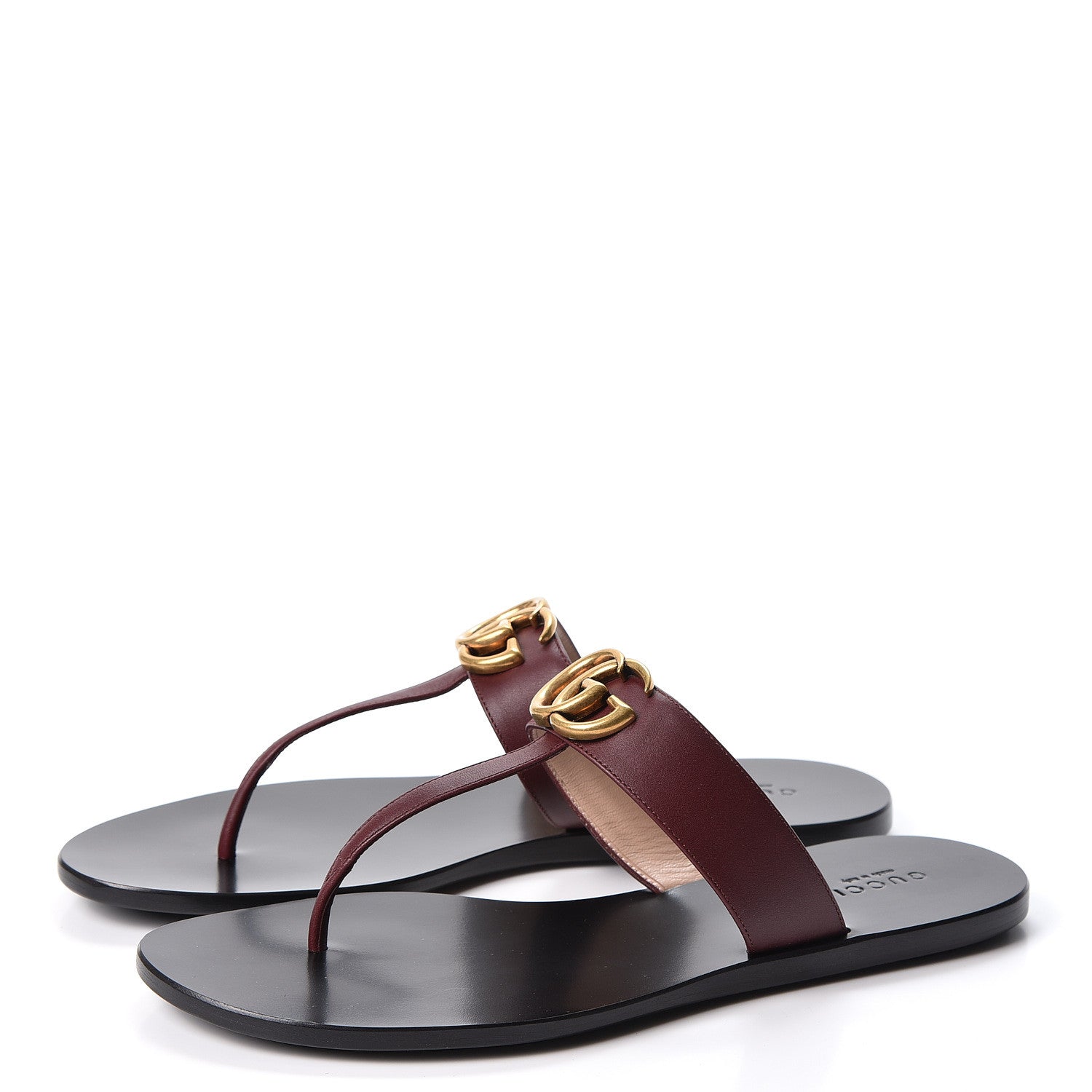 Gucci Calfskin GG Marmont Thong Sandals 38.5 Vintage Bordeaux 3 of 9