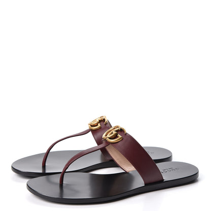Gucci Calfskin GG Marmont Thong Sandals 38.5 Vintage Bordeaux 3 of 9
