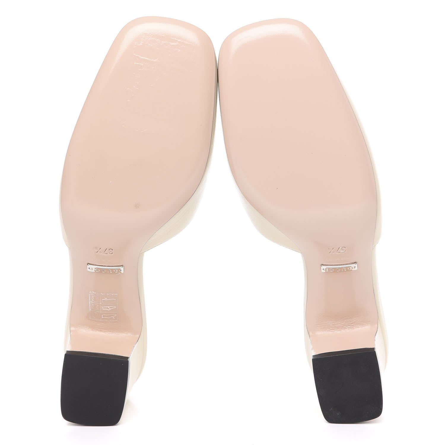 Gucci Malaga Kid Crystal Square G Madelyn Mules 37.5 Vintage White 4 of 9