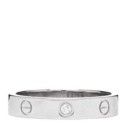 Cartier 18K White Gold Diamond 4mm LOVE Wedding Band Ring 57 8 1 of 4