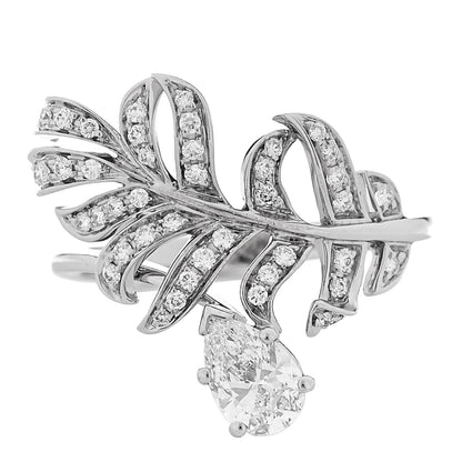 Chanel 18K White Gold Diamond Plume De Chanel Ring 53 6.5 1 of 5