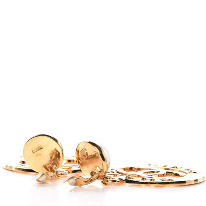 Chanel Pearl Large CC Drop Clip On Earrings Gold 3 of 6