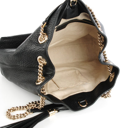 Gucci Pebbled Calfskin Medium Soho Chain Shoulder Bag Black 5 of 7