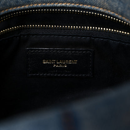 Saint Laurent Denim Quilted Small Loulou Puffer Monogram Chain Satchel Blue Cinnamon 6 of 15