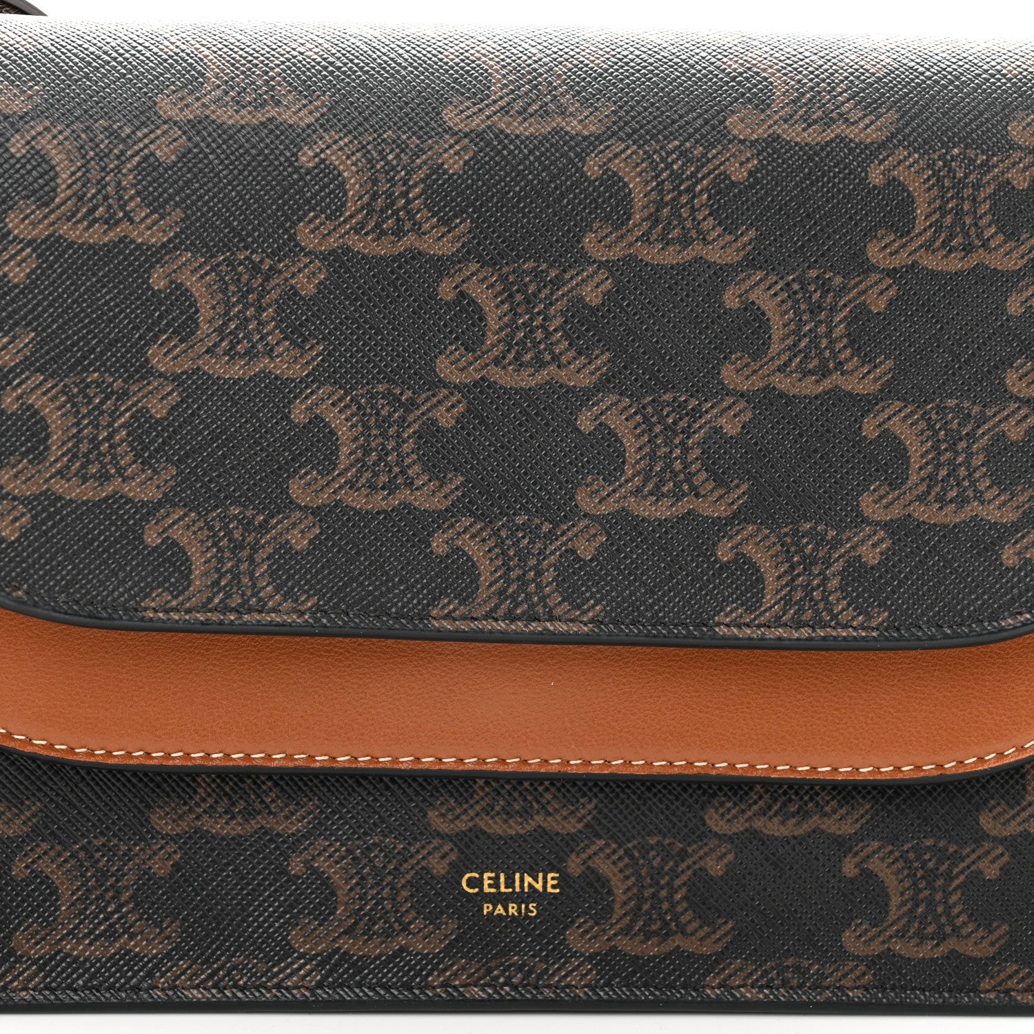 Celine Triomphe Canvas Lambskin Wallet On Strap Tan 9 of 11