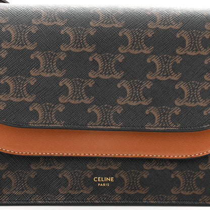 Celine Triomphe Canvas Lambskin Wallet On Strap Tan 9 of 11