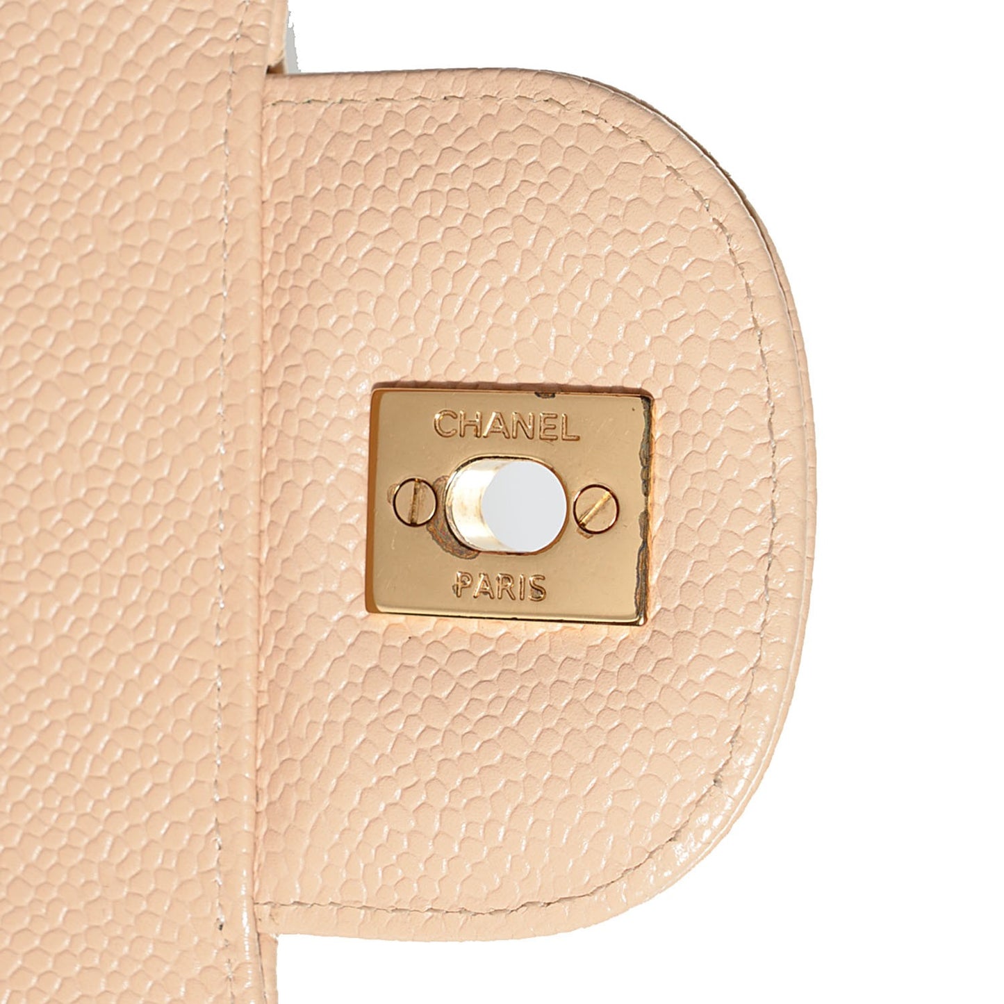 Caviar Quilted Jumbo Double Flap Beige Clair