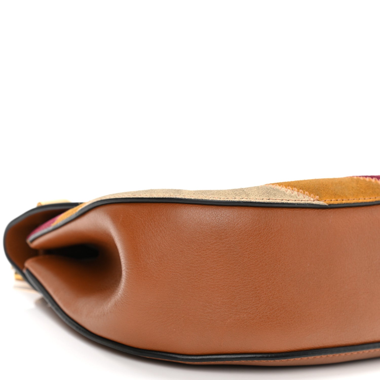 Chloe Calfskin Suede Rainbow Patchwork Drew Shoulder Bag Caramel 8 of 13