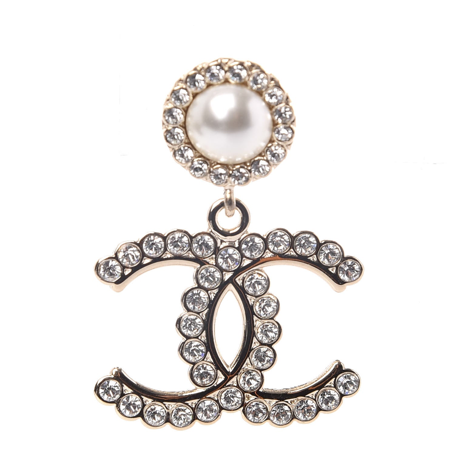 Chanel Crystal Pearl Bow-tiful CC Drop Earrings Gold 2 of 3