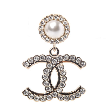 Chanel Crystal Pearl Bow-tiful CC Drop Earrings Gold 2 of 3