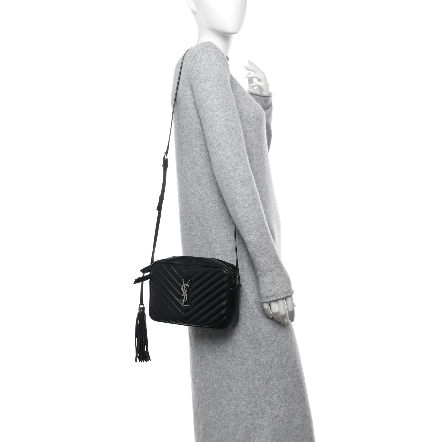 Saint Laurent Calfskin Matelasse Monogram Lou Camera Bag Black 2 of 11