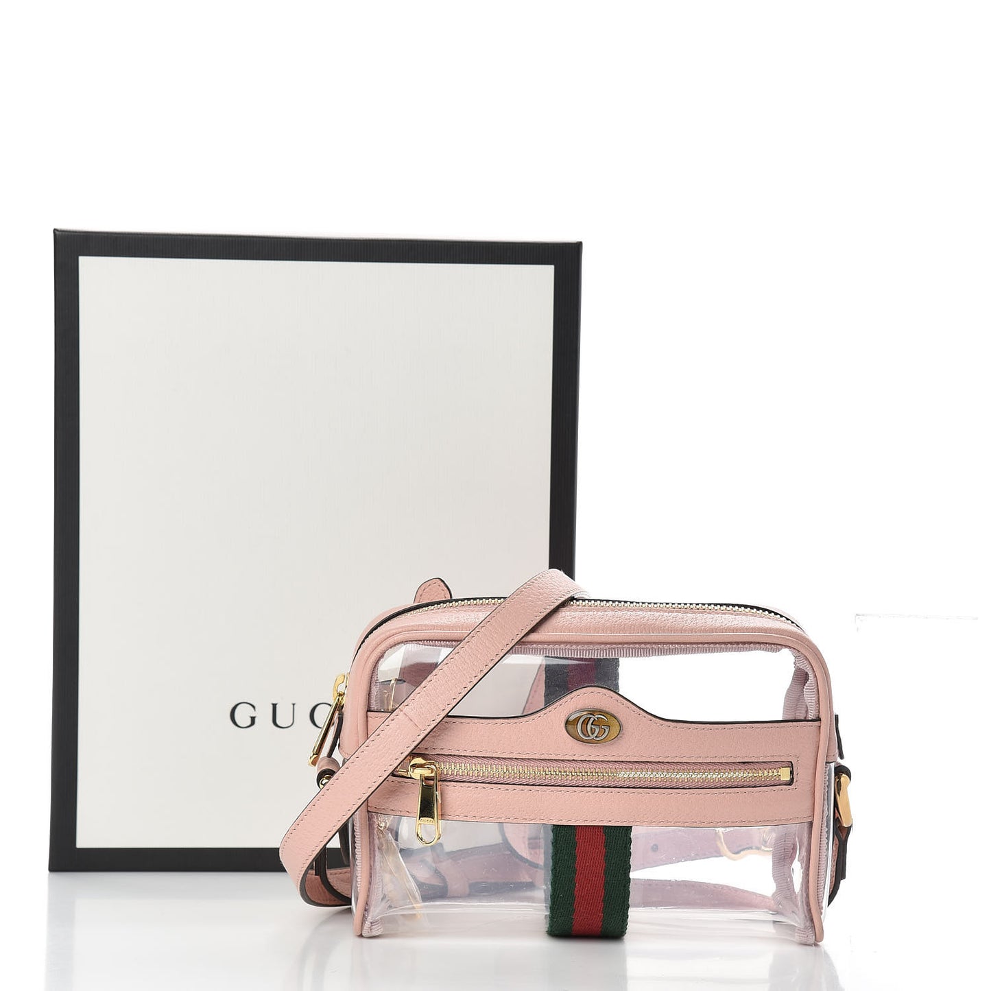 Vinyl Web Mini Ophidia Transparent Shoulder Bag Perfect Pink