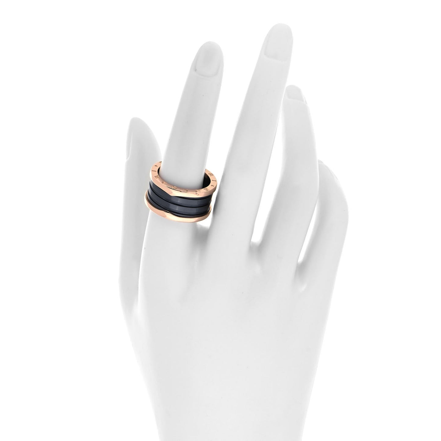 18K Rose Gold Black Ceramic B.Zero1 Four-Band Ring 58 8.25