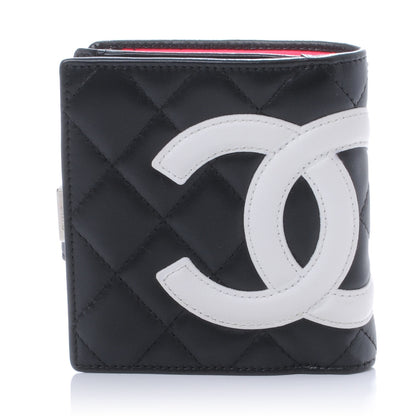 Chanel Calfskin Quilted Bi-fold Wallet Black White 1 of 7