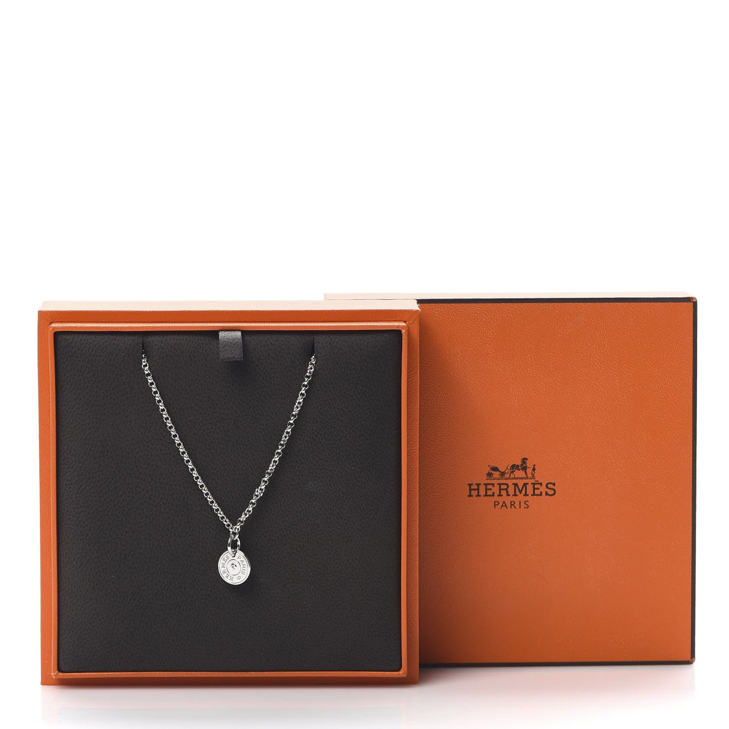18K White Gold Diamond Gambade Clou de Selle Pendant Necklace