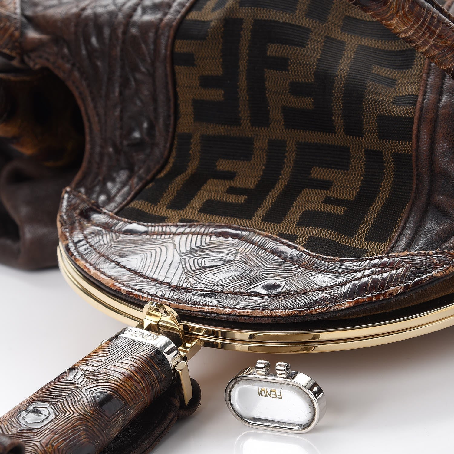 Fendi Zucca Nappa Nuvolata Vitello Tortuga Spy Tobacco Moro 10 of 12