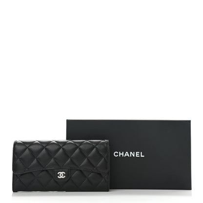 Chanel Caviar Quilted Large Gusset Flap Wallet Black 10 of 10