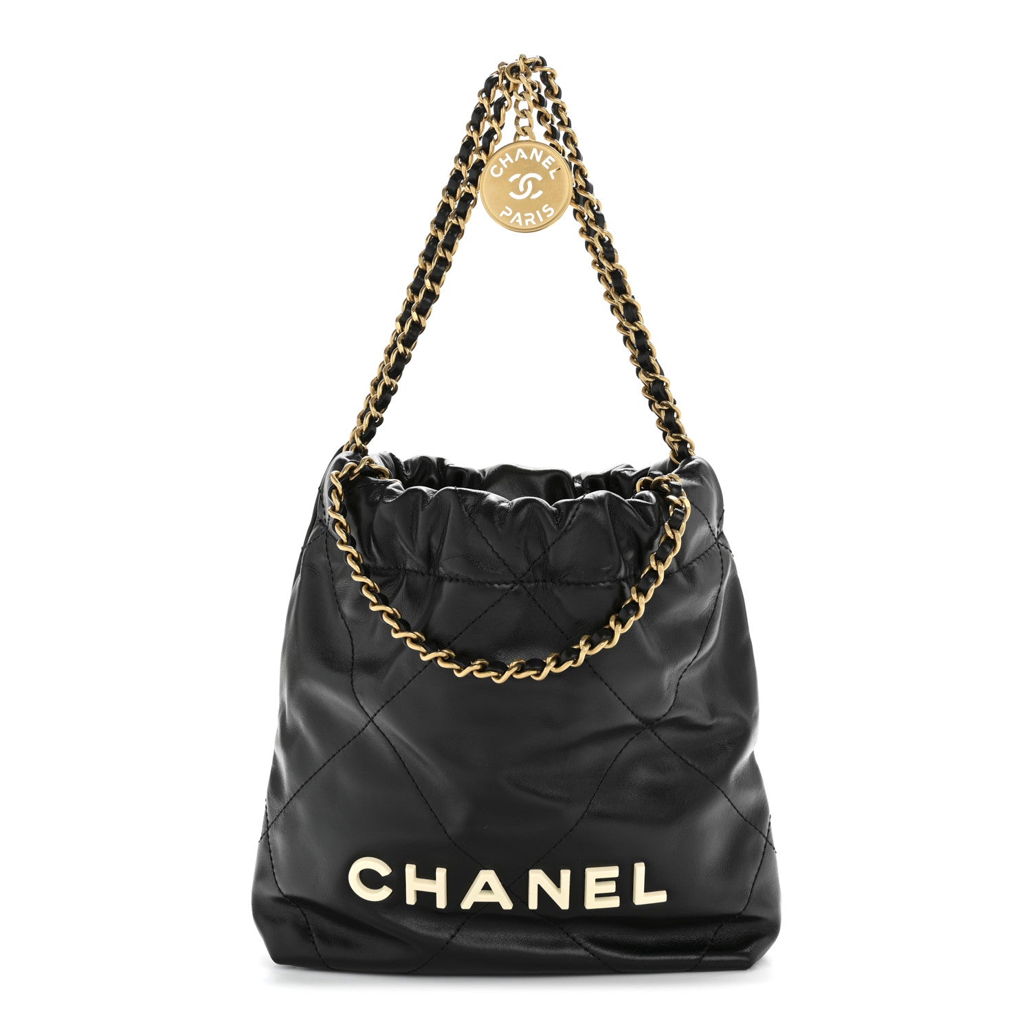 Chanel Shiny Calfskin Quilted Mini Chanel 22 Black White Black White 1 of 10