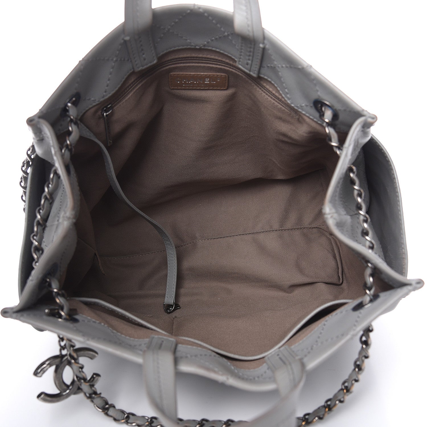 Chanel Grained Calfskin Small CC Pocket Tote Grey 5 of 17