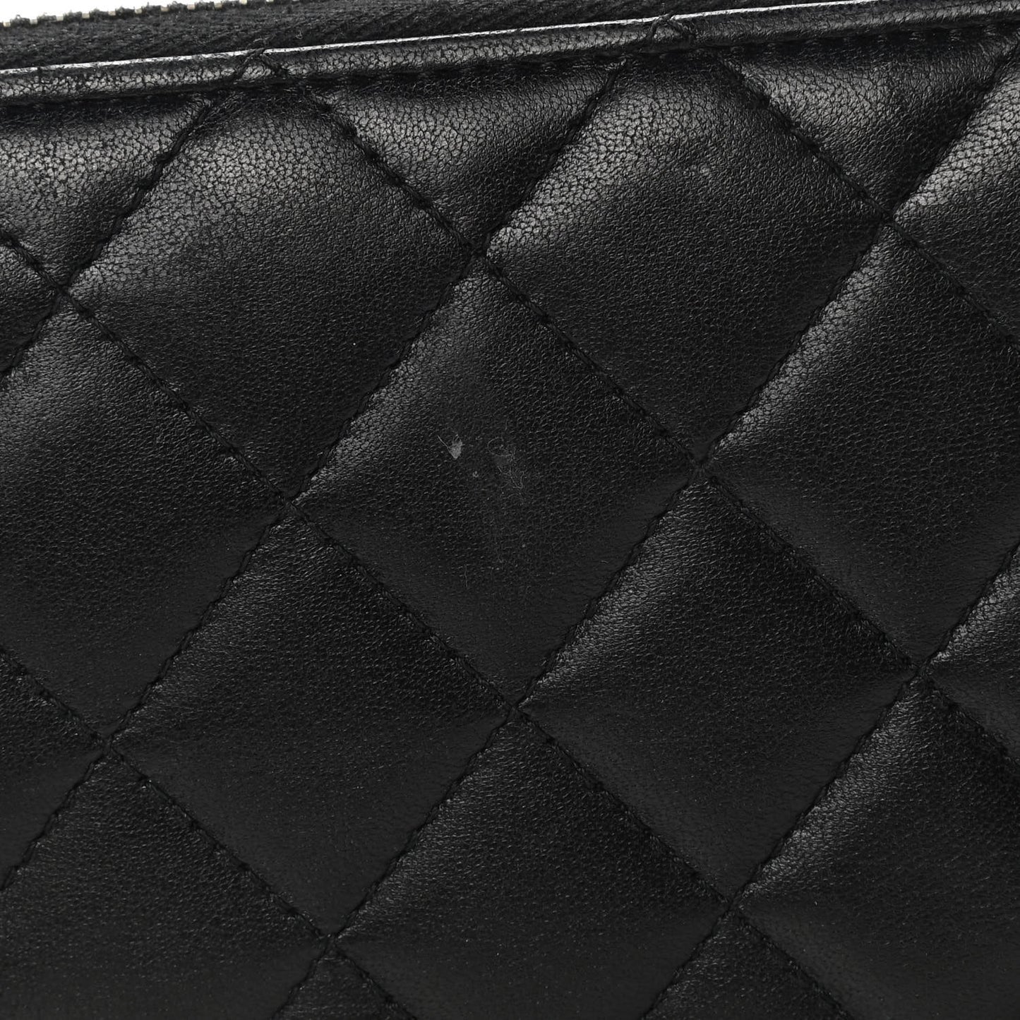 Lambskin Quilted Large Gusset Zip Around Wallet Black