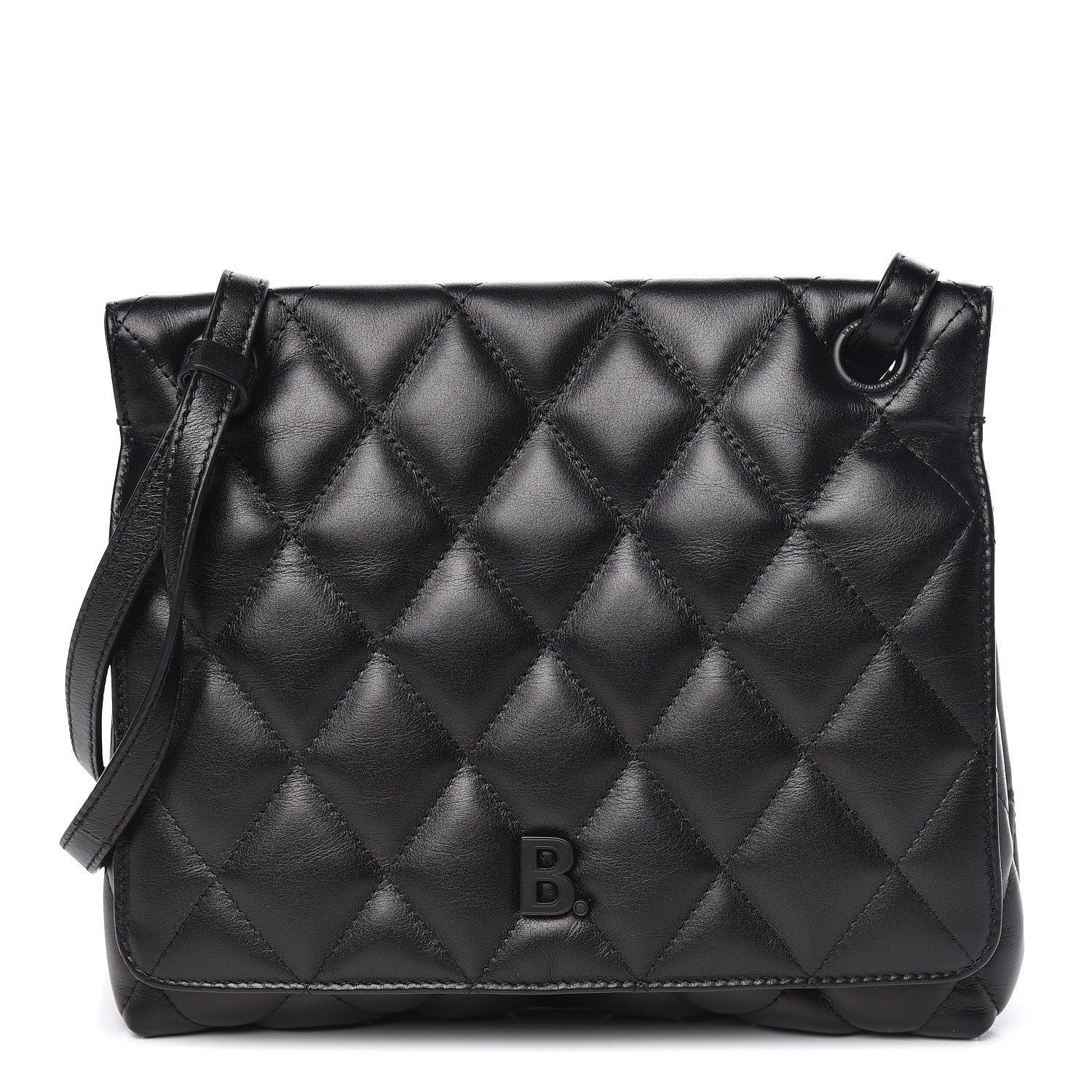 Balenciaga Nappa Calfskin Matelasse Medium B Logo Bag Black 1 of 12