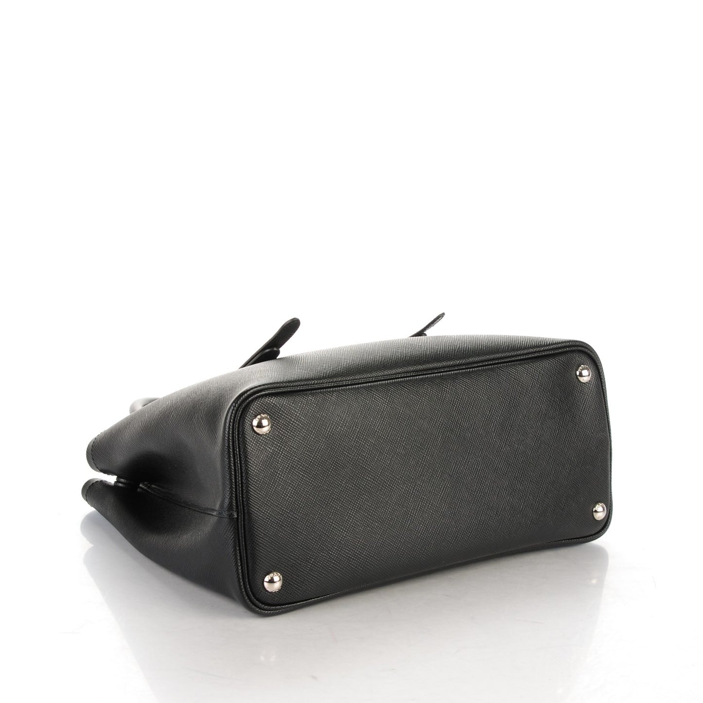 Saffiano Cuir Double Handle Tote Black Mughetto