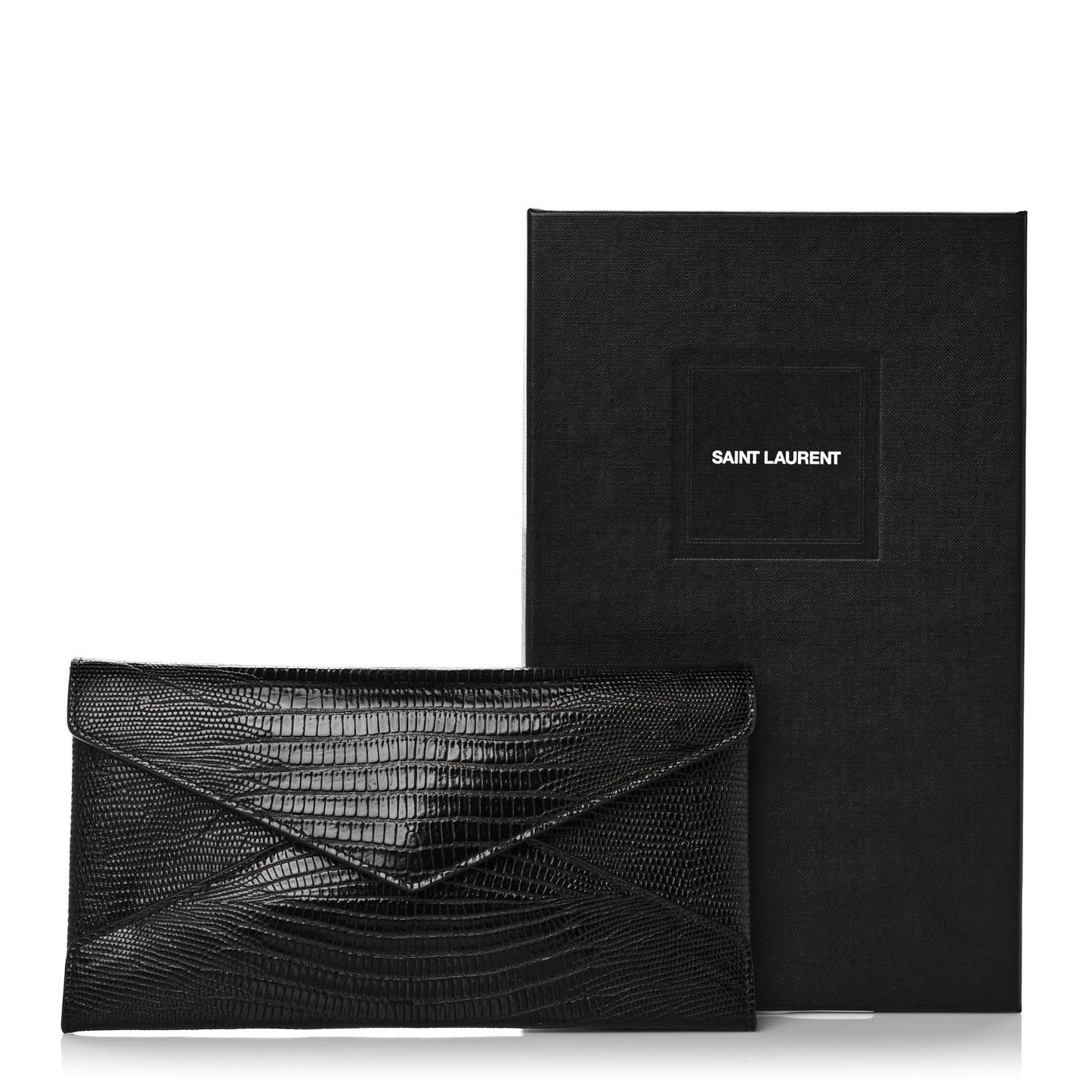 Calfskin Lizard Embossed Paloma Monogram Clutch Black