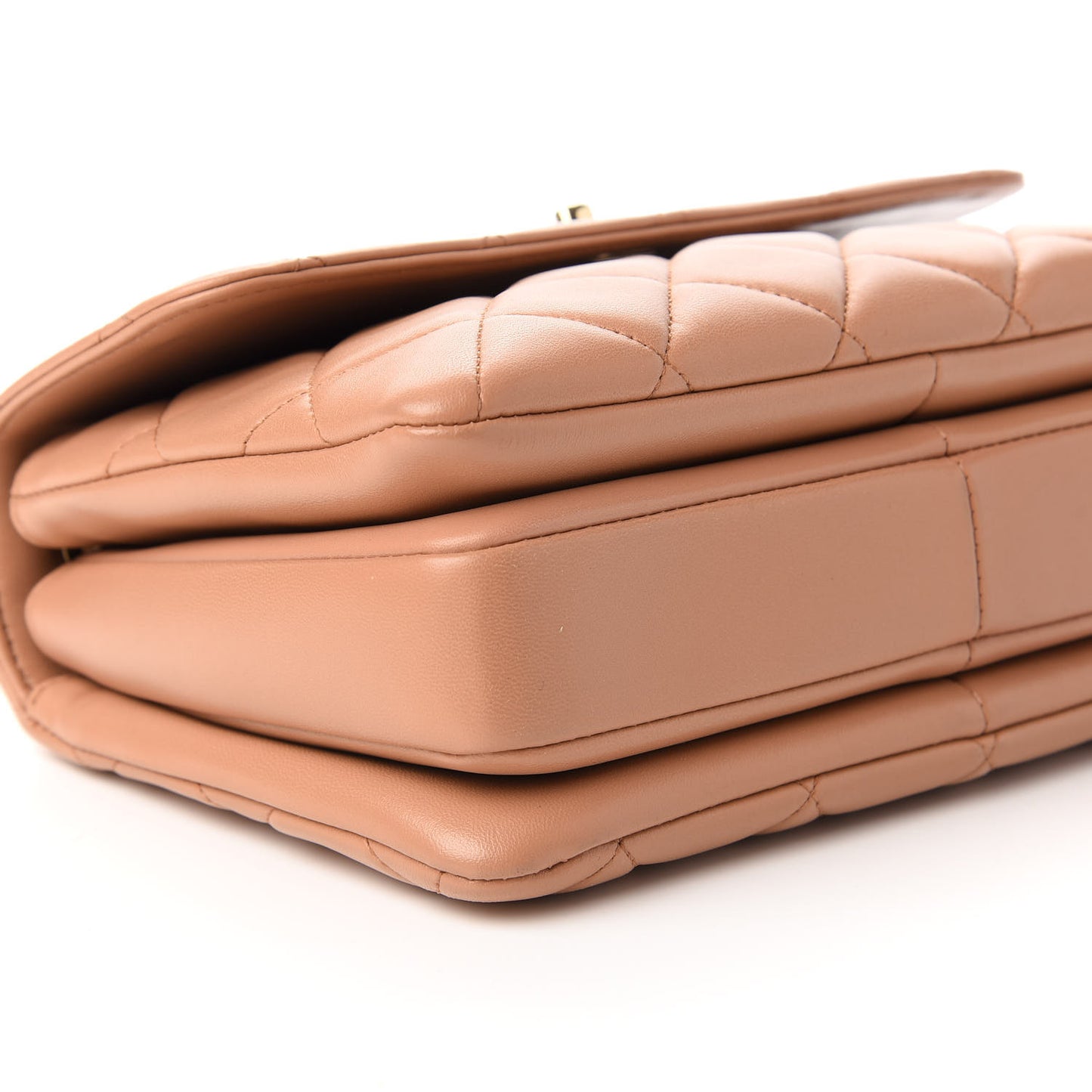 Lambskin Quilted Small Trendy CC Flap Dual Handle Bag Camel