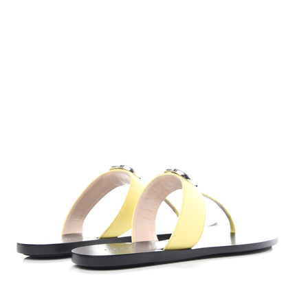 Gucci Calfskin GG Marmont Thong Sandals 37.5 Banana 4 of 10