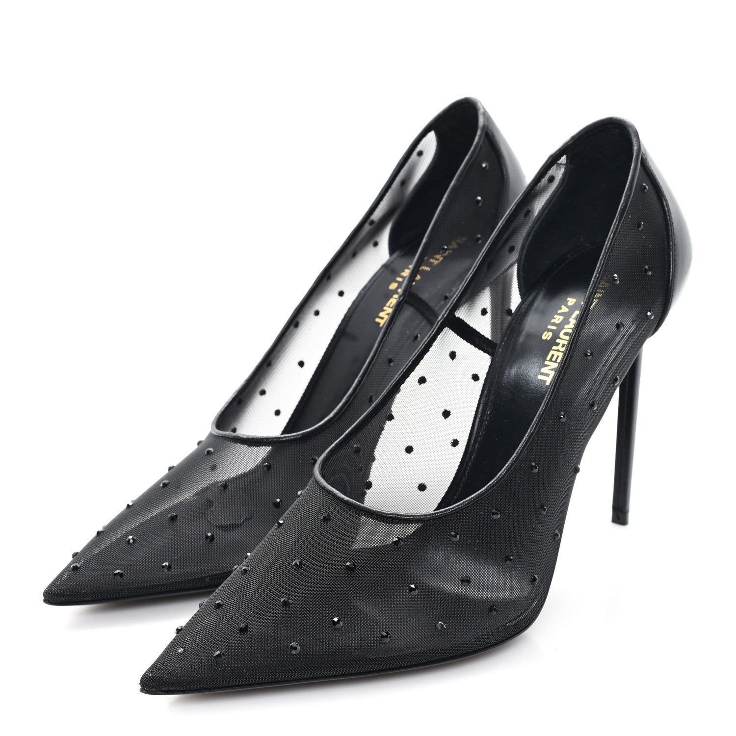 Saint Laurent Rhinestone Mesh 105 Anja Pumps 39.5 Black 4 of 9