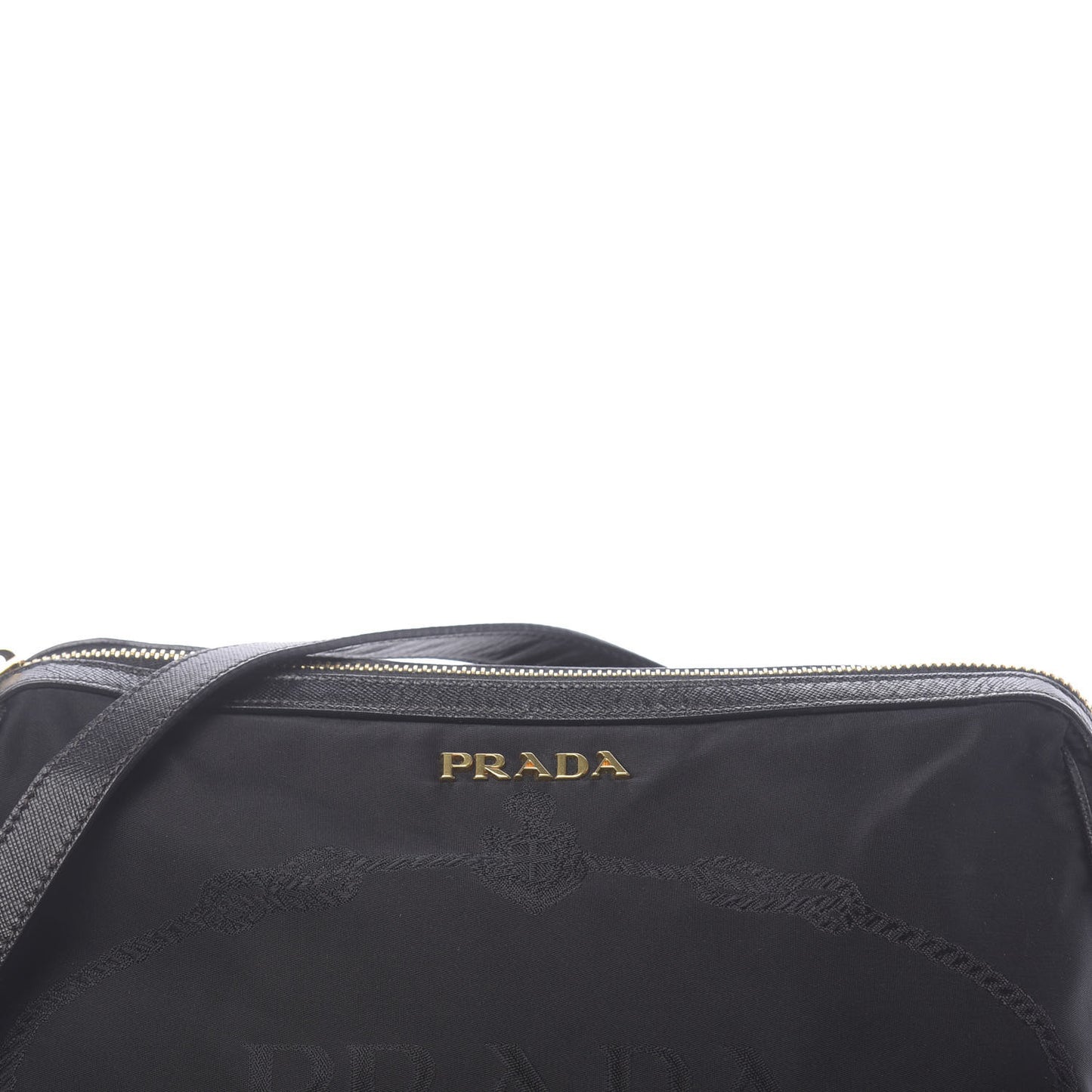 Tessuto Nylon Saffiano Jacquard Logo Crossbody Bag Black