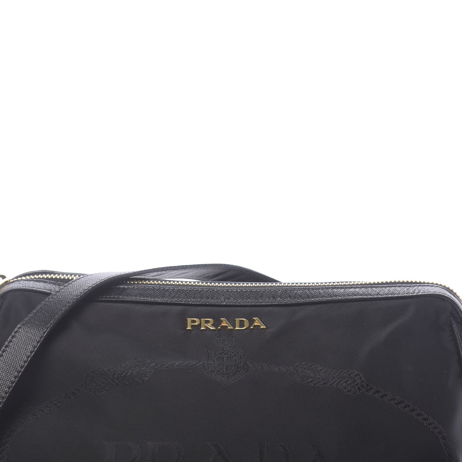 Prada Tessuto Nylon Saffiano Jacquard Logo Crossbody Bag Black 8 of 10