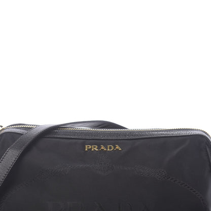 Prada Tessuto Nylon Saffiano Jacquard Logo Crossbody Bag Black 8 of 10