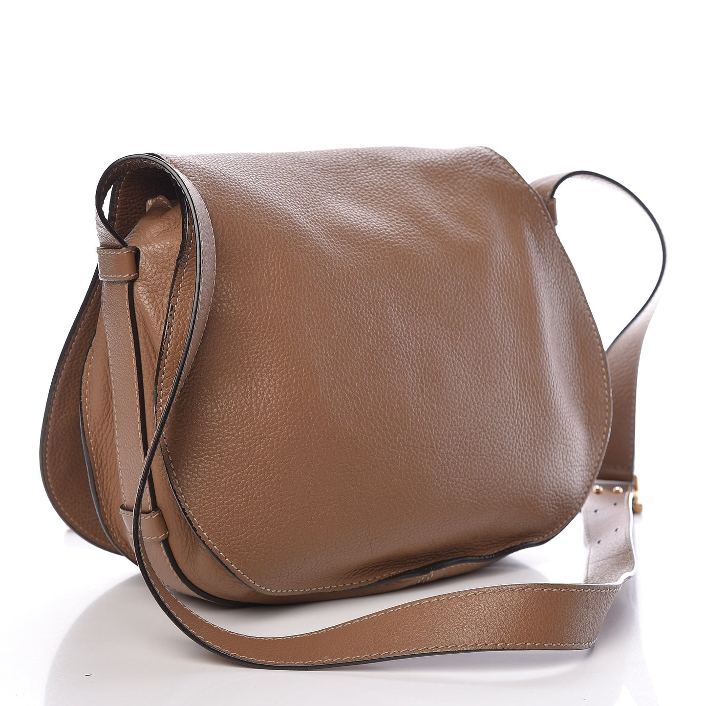 Calfskin Medium Marcie Round Crossbody Bag Nut