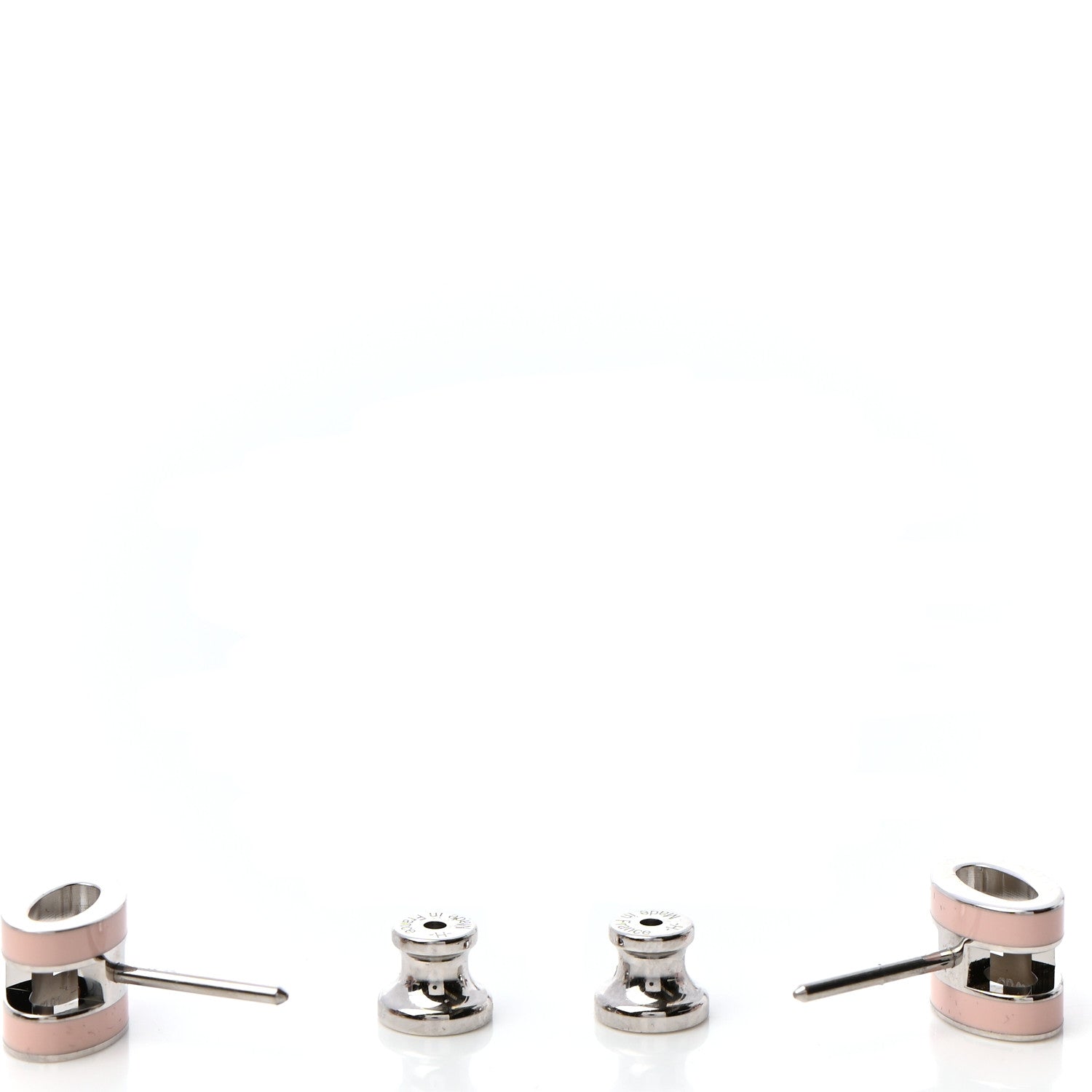 Hermes Palladium Lacquered Mini Pop H Earrings Rose Dragee 3 of 5