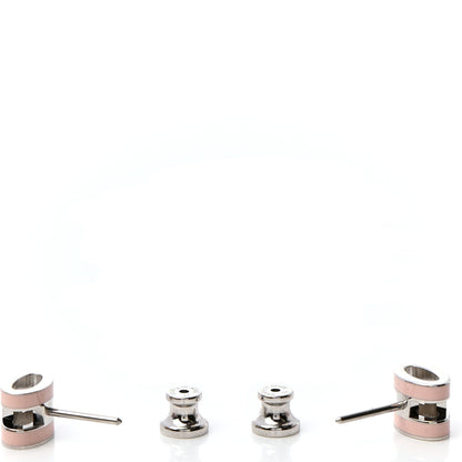 Hermes Palladium Lacquered Mini Pop H Earrings Rose Dragee 3 of 5