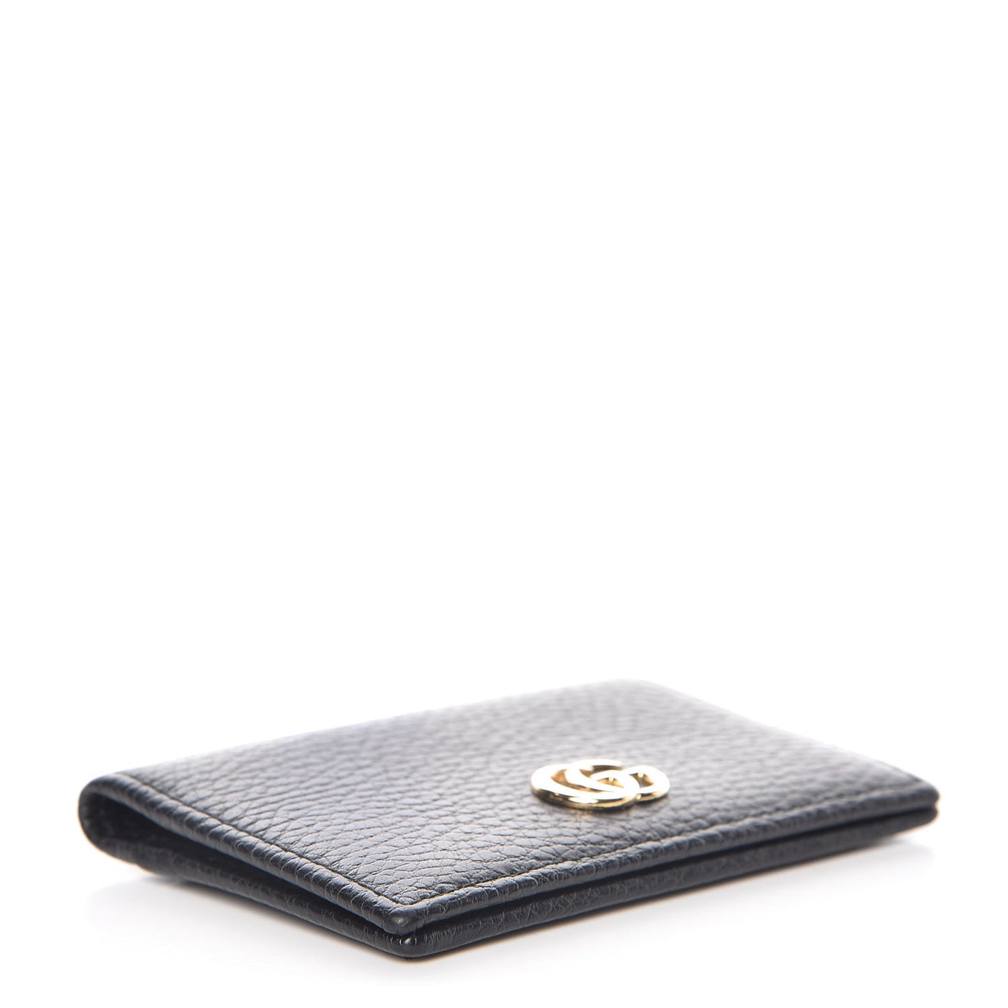 Pebbled Calfskin GG Marmont Card Case Black