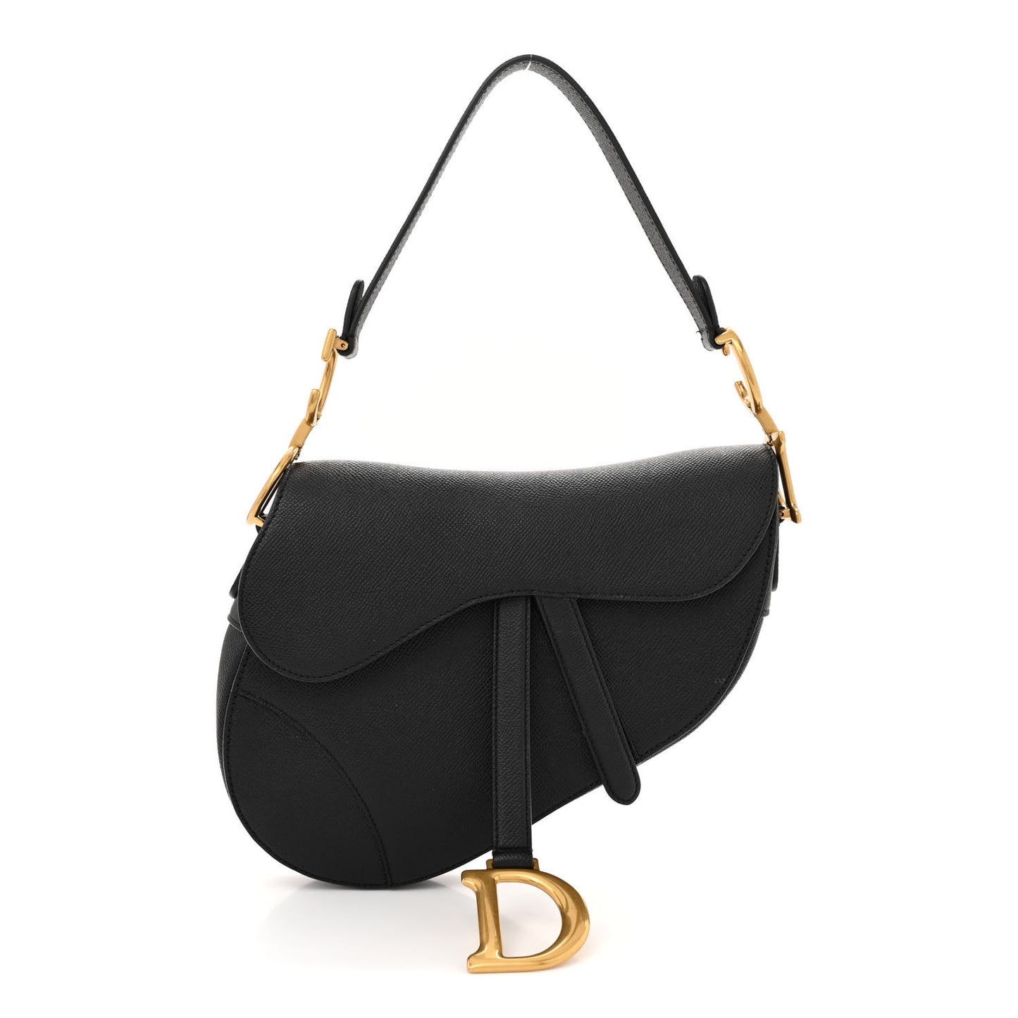 Grained Calfskin Saddle Bag Black