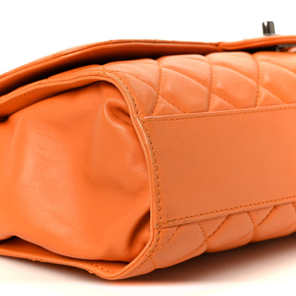Chanel Lambskin Quilted Jumbo Grocery By Chanel Drawstring Shopping Bag Orange 15 of 16