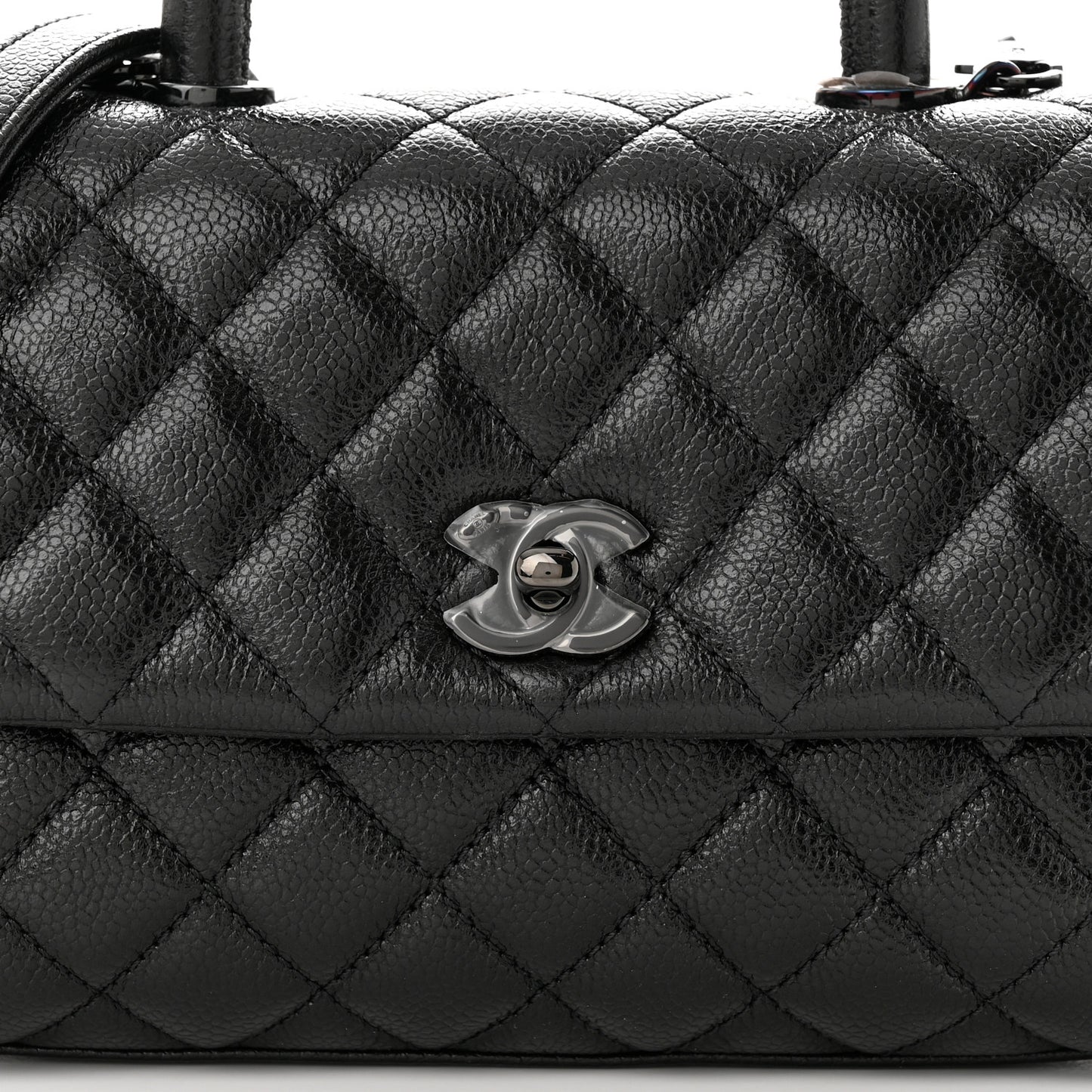 Caviar Quilted Mini Coco Handle Flap So Black