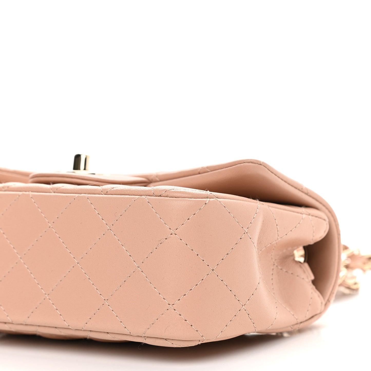 Lambskin Quilted Mini Rectangular Flap Beige
