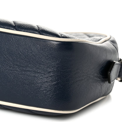 Gucci Vintage Effect Calfskin Matelasse Diagonal Small Torchon GG Marmont Chain Shoulder Bag Blue Agata Mystic White 10 of 10